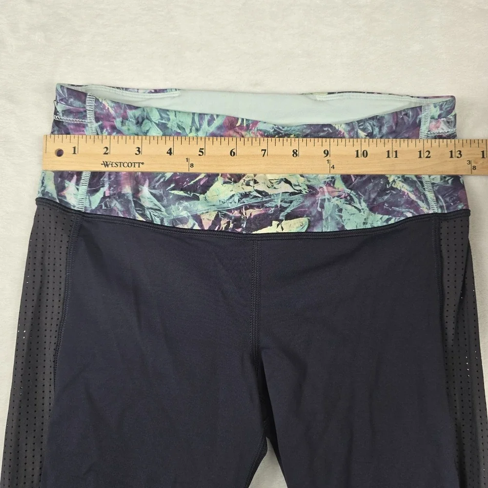Lululemon Women's Leggings Var City Crop Mesh Criss‎ Cross Navy Blue Size 6